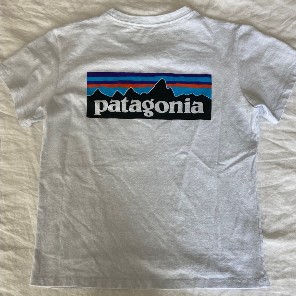 Patagonia White Short Sleeve Tee with Logo